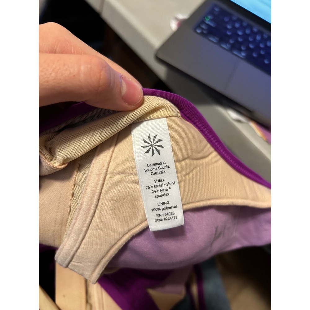 Athleta Purple Ruched Side Racerback Tank Top Built-in Bra Small 224177 - Picture 6 of 7